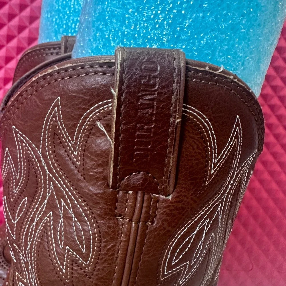 Durango Lil Durango Kids Brown Western Cowboy Boots Square Toe Pull On Scuffed